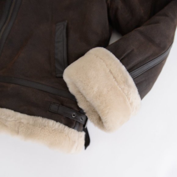 Vintage St. John's Bay Brown Leather Aviator Pilot Jacket with Shearling… - Picture 6 of 16